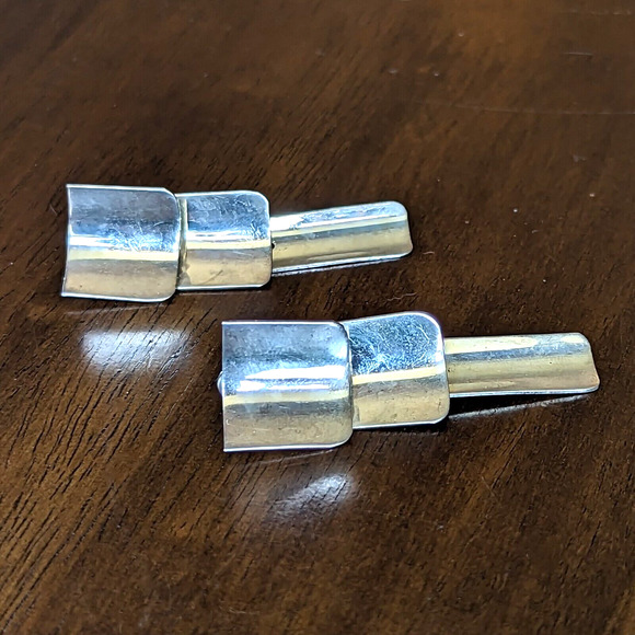 Taxco Modernist Geometric Sterling Silver Dangly Earrings Made in Mexico - Picture 6 of 10